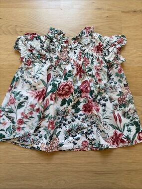 Janie & Jack Smocked Girl’s Top - White with Red & Green
